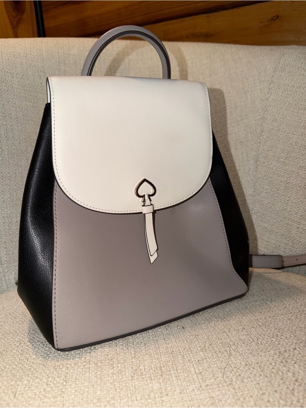 kate spade White, Gray & Black Leather Backpack